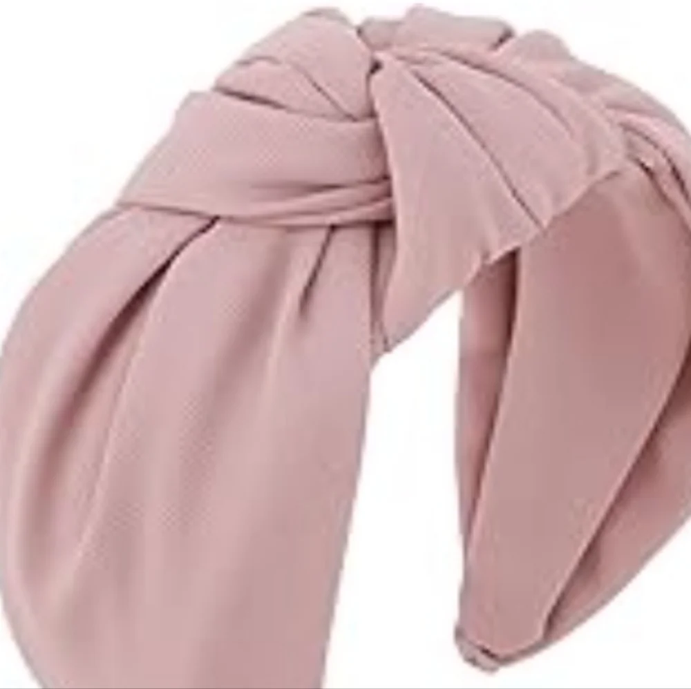 Dusty Rose / Mauve Satin Knotted Top Wide Headband